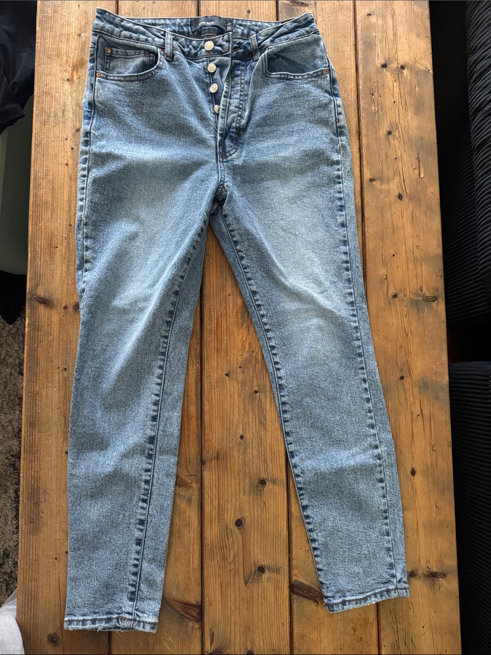 High-Rise Button-Fly Women’s Jeans in Light Blue Denim